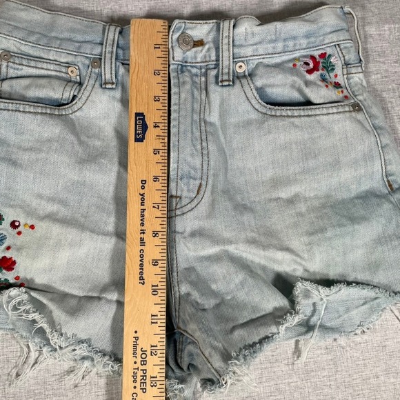 Madewell Embroidered Denim Shorts Women's Floral Perfect Jean Light Wash Size 25 - Picture 9 of 14